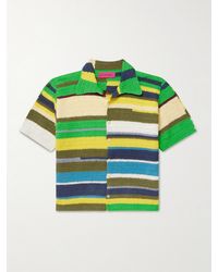 The Elder Statesman - Striped Crocheted Organic Cotton Shirt - Lyst