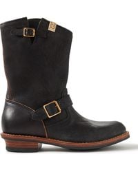Visvim - T.w.o. Folk Buckled Textured-leather Boots - Lyst