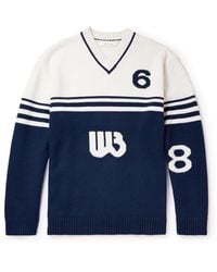 Wales Bonner - Two-tone Intarsia Wool Sweater - Lyst