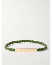 Bottega Veneta - Geflochtenes Armband aus Leder mit vergoldetem Verschluss - Lyst