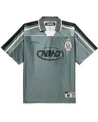 Neighborhood - Game Appliquéd Logo-Print Striped Satin Polo Shirt - Lyst