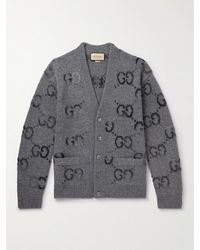 Gucci - Wool Cardigan With GG Intarsia - Lyst
