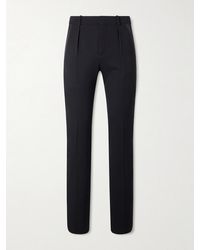 Saint Laurent - Slim-fit Satin-trimmed Grain De Poudre Wool Tuxedo Trousers - Lyst