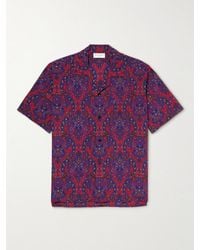 Saint Laurent Camicia in seta con colletto aperto e stampa paisley - Multicolore