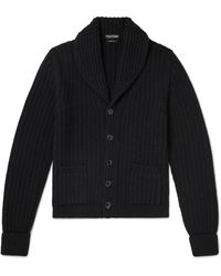 Tom Ford - Shawl-collar Ribbed Wool And Cashmere-blend Cardigan - Lyst