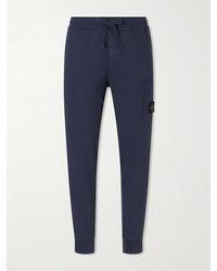 Stone Island - Tapered Organic Cotton Fleece Sweatpants - Lyst