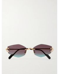 Cartier - Squared-Frame Metal Sunglasses - Lyst