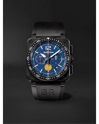 Bell & Ross Br 03-94 Pa94 Patrouille De France Limited Edition Chronograph Ceramic And Rubber Watch - Blue