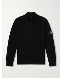 Stone Island - Ribbed Organic Cotton Zip-Up Sweater - Lyst