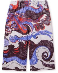 Lemaire - Angkasapura Wide-leg Printed Cotton-poplin Bermuda Shorts - Lyst
