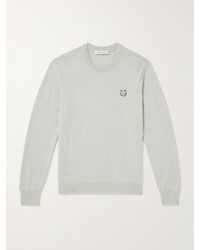 Maison Kitsuné - Pullover slim-fit in lana con logo applicato - Lyst