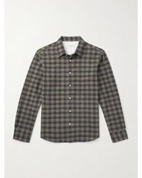 Officine Generale - Giacomo kariertes Hemd aus Flanell aus einer Baumwoll-Leinenmischung - Lyst