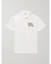Burberry - Logo-embroidered Appliquéd Cotton-piqué Polo Shirt - Lyst