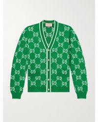Gucci - Cardigan in cotone con logo a intarsio - Lyst
