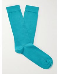 Sunspel Stretch Cotton-blend Socks - Blue