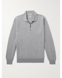 Canali - Basketweave Jacquard-Knitted Wool Half-Zip Polo Shirt - Lyst