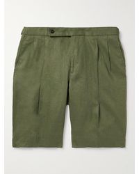 Incotex - Straight-leg Pleated Linen Bermuda Shorts - Lyst