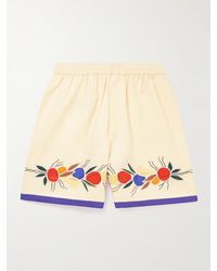 Bode - Wide-leg Embroidered Linen And Cotton-blend Shorts - Lyst