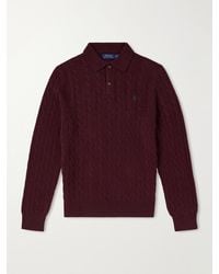 Polo Ralph Lauren - Logo-Embroidered Cable-Knit Wool And Cashmere-Blend Polo Shirt - Lyst