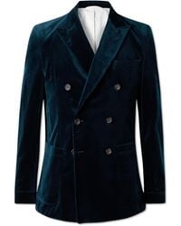 Oliver Spencer - Double-Breasted Cotton-Velvet Blazer - Lyst