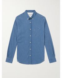 Officine Generale - Button-down Collar Cotton-blend Shirt - Lyst