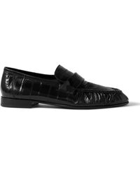 The Row - Crinkled Glossed-Leather Loafers - Lyst