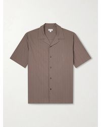 Sunspel - Camp-Collar Textured-Cotton Shirt - Lyst