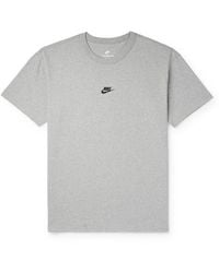 Nike Premium Essentials Logo-embroidered Cotton-jersey T-shirt - Gray