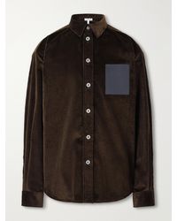 Loewe - Leather-trimmed Cotton-corduroy Overshirt - Lyst
