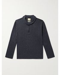 De Bonne Facture - Vareuse Shawl-collar Striped Linen And Cotton-blend Jacket - Lyst