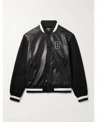 Balmain - Logo-Appliquéd Leather And Wool Varsity Jacket - Lyst