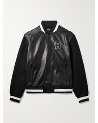 Balmain - Logo-Appliquéd Leather And Wool Varsity Jacket - Lyst