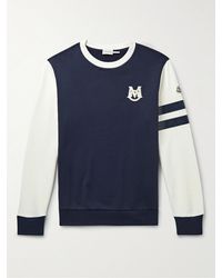 Moncler - Logo-Embroidered Two-Tone Cotton-Jersey Sweatshirt - Lyst