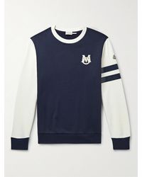 Moncler - Logo-embroidered Two-tone Cotton-jersey Sweatshirt - Lyst