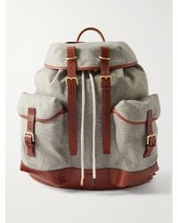 Brunello Cucinelli - Leather-Trimmed Flannel Backpack - Lyst