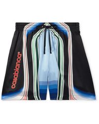 CASABLANCA - Graphic Mountain Straight-leg Logo-print Silk-twill Drawstring Shorts - Lyst
