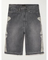 Kapital - Wide-Leg Appliquéd Distressed Denim Shorts - Lyst