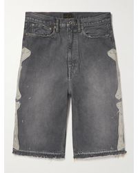 Kapital - Wide-Leg Appliquéd Distressed Denim Shorts - Lyst