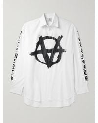 Vetements - Logo-print Cotton-poplin Shirt - Lyst