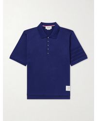 Thom Browne - Striped Logo-Appliqué Cotton-Jersey Polo Shirt - Lyst