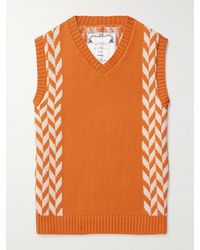 MANAAKI - Manaia schmal geschnittener ärmelloser Pullover aus Baumwolle mit Intarsienmuster - Lyst