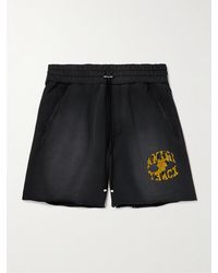 Amiri - Shorts a gamba dritta in jersey di cotone effetto consumato con coulisse e logo floccato - Lyst