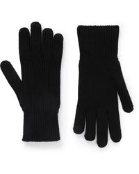 Moncler - Logo-appliquéd Ribbed Virgin Wool Gloves - Lyst
