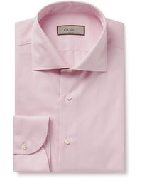 Canali - Slim-fit Cutaway-collar Cotton-twill Shirt - Lyst
