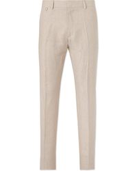 Agnona - Slim-fit Straight-leg Linen-twill Trousers - Lyst