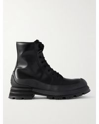 Alexander McQueen - Wander Rubber-trimmed Leather Boots - Lyst