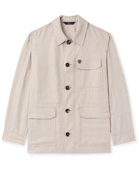 Brioni - Logo-Appliquéd Wool, Linen And Silk-Blend Overshirt - Lyst