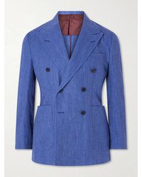 Rubinacci - Double-breasted Linen And Wool-blend Suit Jacket - Lyst