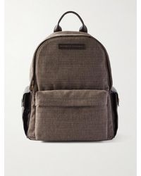 Brunello Cucinelli - Leather-Trimmed Woven Backpack - Lyst