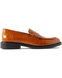 VINNY'S - Townee Croc-effect Leather Penny Loafers - Lyst